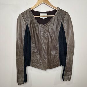 Hinge Seattle Leather Jacket with Stretch Knit Detail